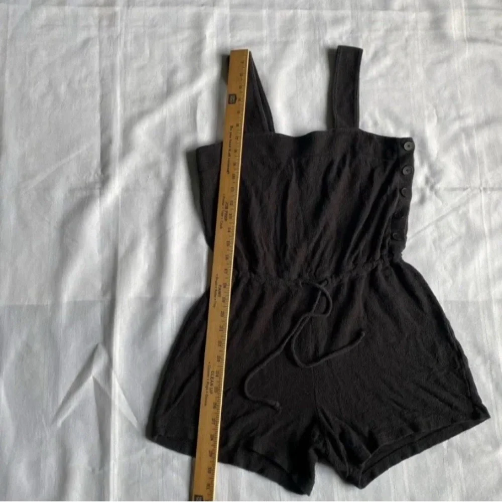 Madewell Side Button Drawstring Romper Cotton Lightweight Beach BLK Women Small